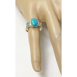 SGL Swiss Geological Lab 925 Sterling Silver Turquoise & Blue Apatite Ring SZ 5